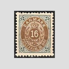 FRIM�RKER DANMARK | 1895 - AFA 27B - 16 �re gr�/brun - Ubrugt