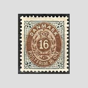 FRIM�RKER DANMARK | 1895 - AFA 27B - 16 �re gr�/brun - Ubrugt