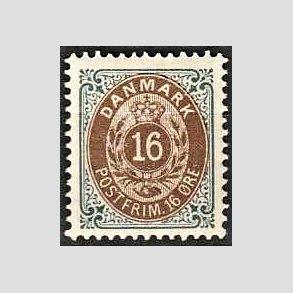 FRIM�RKER DANMARK | 1895 - AFA 27B - 16 �re gr�/brun - Ubrugt