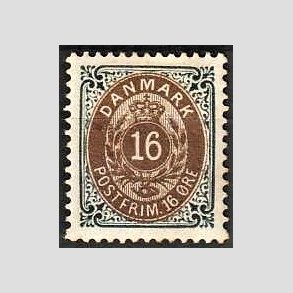 FRIM�RKER DANMARK | 1895 - AFA 27B - 16 �re gr�/brun - Ubrugt