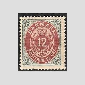 FRIM�RKER DANMARK | 1875 - AFA 26ay - 12 �re gr�/r�d - Ubrugt