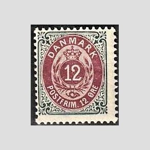 FRIM�RKER DANMARK | 1895 - AFA 26B - 12 �re gr�/r�dlilla - Postfrisk