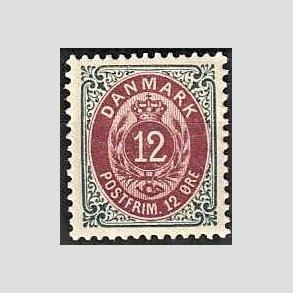 FRIM�RKER DANMARK | 1895 - AFA 26B - 12 �re gr�/r�dlilla - Postfrisk
