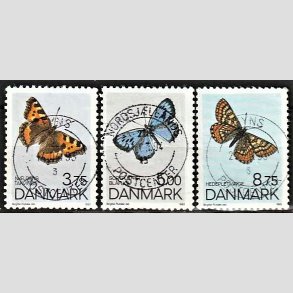 FRIM�RKER DANMARK | 1993 - AFA 1037,1038,1039 - Sommerfugle - 3,75-8,75 Kr. flerfarvet - Pragt Stemplet