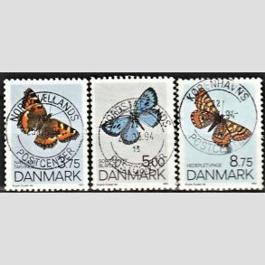 FRIM�RKER DANMARK | 1993 - AFA 1037,1038,1039 - Sommerfugle - 3,75-8,75 Kr. flerfarvet - Pragt Stemplet
