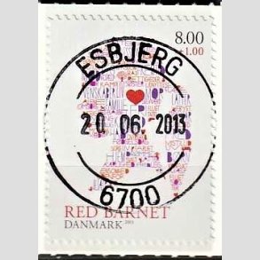 FRIMRKER DANMARK | 2013 - AFA 1747 - Red Barnet - 8,00 + 1,00 Kr. flerfarvet - Pragt Stemplet