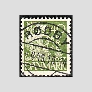 FRIM�RKER DANMARK | 1937-40 - AFA 208a - Karavel 40 �re gr�n Type II - Lux Stemplet R�dby