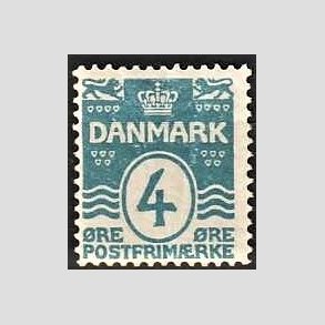 FRIM�RKER DANMARK | 1905-06 - AFA 45 - B�lgelinie 4 �re bl� Krone III - Postfrisk
