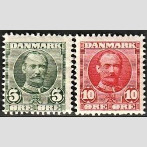 FRIM�RKER DANMARK | 1907 - AFA 54,55 - Frederik VIII 5 + 10 �re - Postfrisk