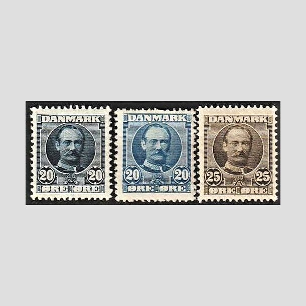 FRIMRKER DANMARK | 1907 - AFA 56,56a,57 - Frederik VIII 20 re bl - Ubrugt