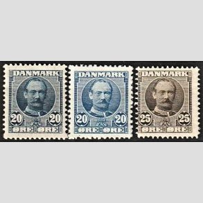 FRIM�RKER DANMARK | 1907 - AFA 56,56a,57 - Frederik VIII 20 �re bl� - Ubrugt