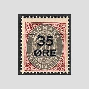 FRIMRKER DANMARK | 1912 - AFA 61 - 35/20 res Provisorier karmin/gr - Postfrisk