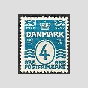 FRIM�RKER DANMARK | 1913-14 - AFA 80 - B�lgelinie 4 �re bl� - Postfrisk