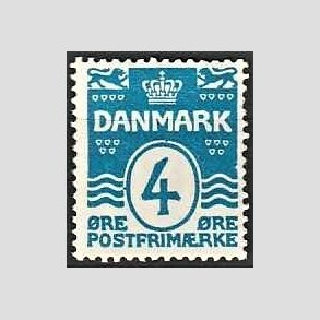FRIM�RKER DANMARK | 1913-14 - AFA 80 - B�lgelinie 4 �re bl� - Postfrisk