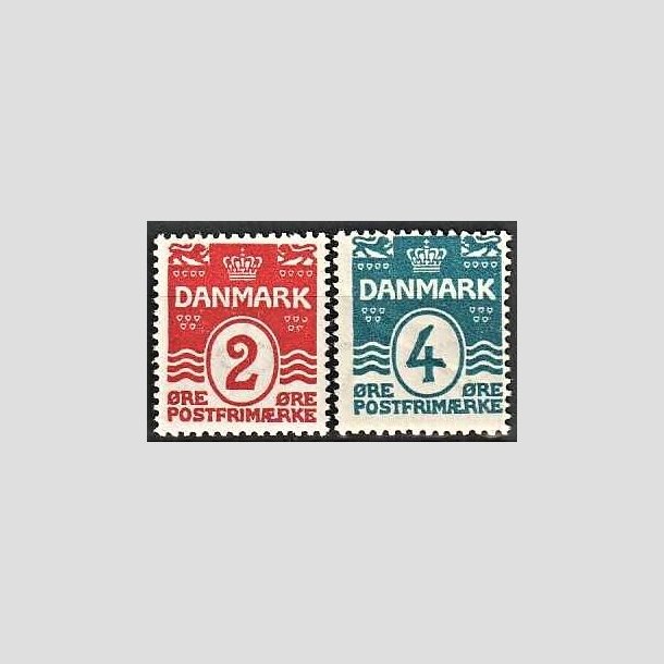 FRIMRKER DANMARK | 1917 - AFA 78A,80A - Blgelinie 2 og 4 re bl Krone III - Postfrisk