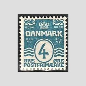 FRIM�RKER DANMARK | 1905-06 - AFA 45 - B�lgelinie 4 �re bl� Krone III - Postfrisk