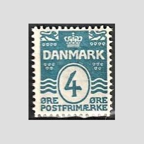 FRIM�RKER DANMARK | 1905-06 - AFA 45 - B�lgelinie 4 �re bl� Krone III - Postfrisk