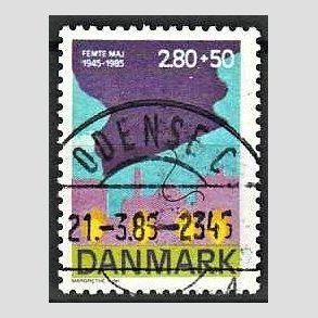 FRIMRKER DANMARK | 1985 - AFA 831 - 40-ret for befrielsen - 2,80 + 50 re Kr. flerfarvet - Pragt Stemplet Odense C
