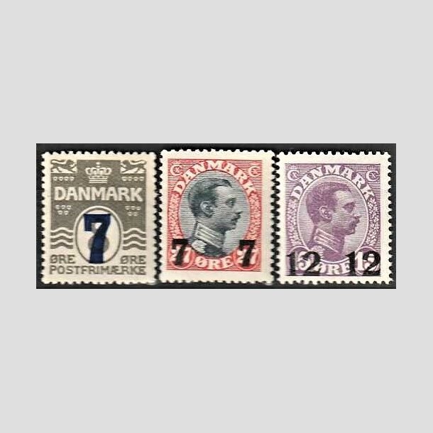 FRIMRKER DANMARK | 1926 - AFA 157,158,159 - 7/8 re, 7 7/27 re og 12 12/15 re provisorier i st - Postfrisk