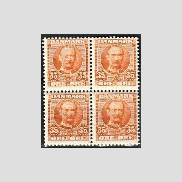 FRIMRKER DANMARK | 1912 - AFA 63 - Frederik VIII 35 re orange i 4-blok - Postfrisk