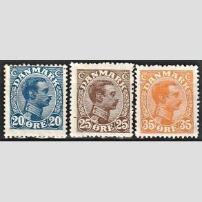 FRIMRKER DANMARK | 1913 - AFA 71,72,73 - Chr. X 20,25,35 re - Ubrugt