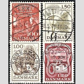 FRIM�RKER DANMARK | 1976 - AFA 626,650,669,672 - Carlsbergfondet 100 �r mv. - 100 �re-1,20 Kr. - Pragt Stemplet