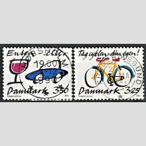 FRIMRKER DANMARK | 1990 - AFA 981,980 - Spritbilisme mv. - 3,50 + 3,25 Kr. flerfarvet - Lux Stemplet