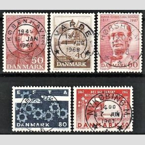 FRIM�RKER DANMARK | 1966-67 - AFA 444,466,440,452,453 - Christen Kold mv. - 50-80 �re - Lux Stemplet