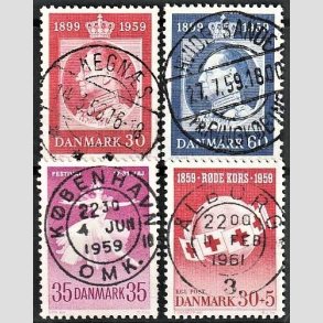 FRIM�RKER DANMARK | 1959 - AFA 374,376,377,378 - Frederik IX 60 �r mv. - 30-60 �re r�d - Lux Stemplet