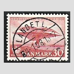 FRIM�RKER DANMARK | 1956 - AFA 366 - Ellehammer - 30 �re r�d - Pragt Stemplet Landet L.