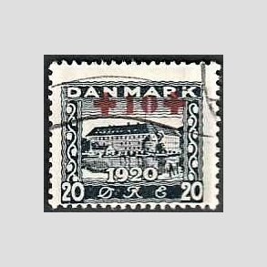 FRIMRKER DANMARK | 1921 - AFA 121 - +10 +20 re bl Rde Kors provisorier - Stemplet