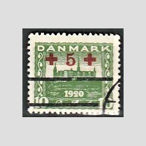 FRIMRKER DANMARK | 1921 - AFA 120 - +5 +10 re grn Rde Kors provisorier - Stemplet