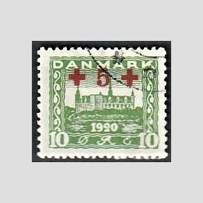 FRIMRKER DANMARK | 1921 - AFA 120 - +5 +10 re grn Rde Kors provisorier - Stemplet