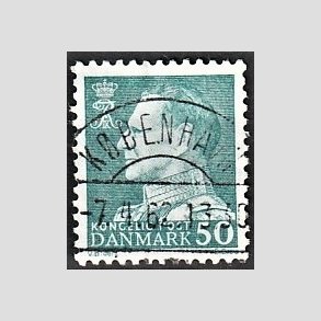 FRIMRKER DANMARK | 1961-62 - AFA 397 - Fr. IX 50 re blgrn - Pragt Stemplet