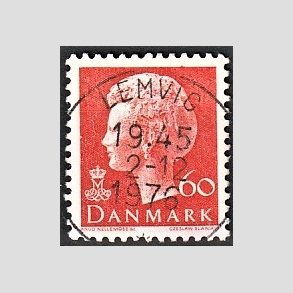 FRIMRKER DANMARK | 1974 - AFA 572 - Dronning Margrethe - 60 re orange - Pragt Stemplet Lemvig