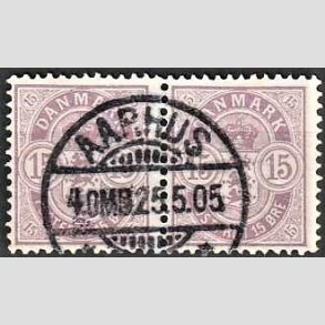 FRIMRKER DANMARK | 1901-02 - AFA 38 - 15 re grlilla i par - Pragt Stemplet 