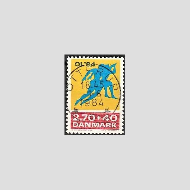 FRIMRKER DANMARK | 1984 - AFA 798 - Olympiske Lege 1984 - 2,70 Kr. + 40 re gul/rd/bl - Pragt Stemplet