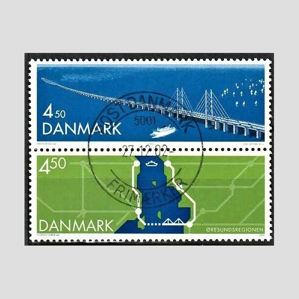 FRIMRKER DANMARK | 2000 - AFA 1254-55 - resundsforbindelsen - 4,50  + 4,50 Kr. i lodret par - Pragt Stemplet