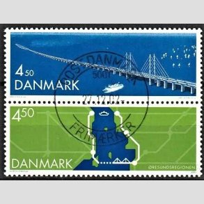 FRIMRKER DANMARK | 2000 - AFA 1254-55 - resundsforbindelsen - 4,50  + 4,50 Kr. i lodret par - Pragt Stemplet