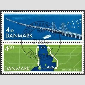 FRIMRKER DANMARK | 2000 - AFA 1254-55 - resundsforbindelsen - 4,50  + 4,50 Kr. i lodret par - Pragt Stemplet