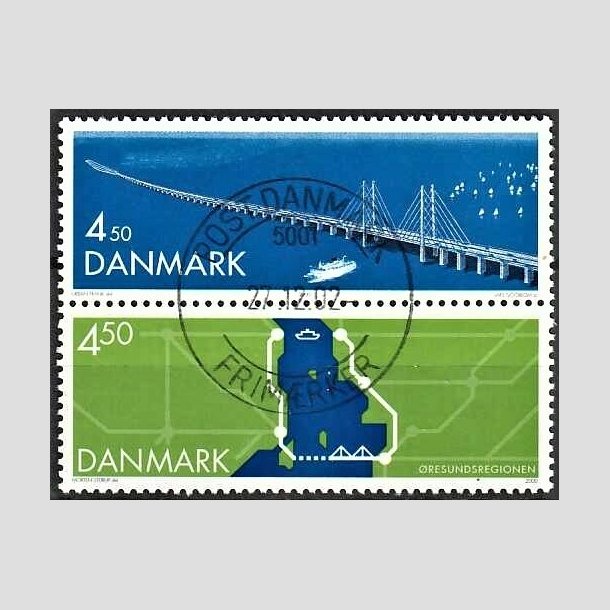 FRIMRKER DANMARK | 2000 - AFA 1254-55 - resundsforbindelsen - 4,50  + 4,50 Kr. i lodret par - Pragt Stemplet