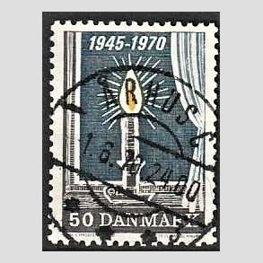 FRIM�RKER DANMARK | 1970 - AFA 496 - Danmark bes�ttelses oph�r 25 �r - 50 �re brun/gul/gr� - Pragt Stemplet �rhus C
