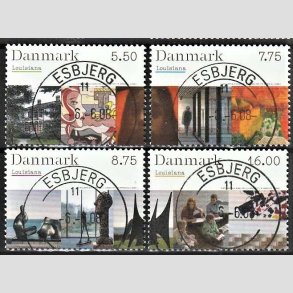 FRIMRKER DANMARK | 2008 - AFA 1539-42 - Kunstmuseet Louisiana - 5,50-16,00 Kr. flerfarvet i komplet st - Pragt Stemplet