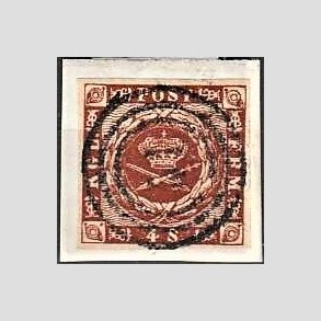 FRIMRKER DANMARK | 1858-62 - AFA 7 - 4 Skilling brun p klip - Stemplet