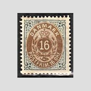 FRIM�RKER DANMARK | 1895 - AFA 27B - 16 �re gr�/brun - Ubrugt