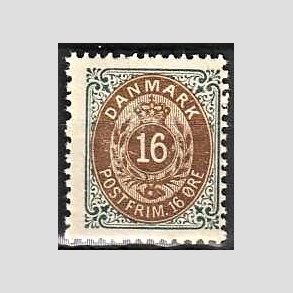 FRIM�RKER DANMARK | 1895 - AFA 27B - 16 �re gr�/brun - Ubrugt