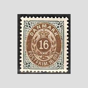 FRIM�RKER DANMARK | 1895 - AFA 27B - 16 �re gr�/brun - Ubrugt
