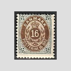 FRIM�RKER DANMARK | 1895 - AFA 27By - 16 �re gr�/brun - Ubrugt