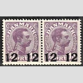 FRIMRKER DANMARK | 1926 - AFA 159 - 12 12/15 re violet Chr. X provisorier i par - Postfrisk