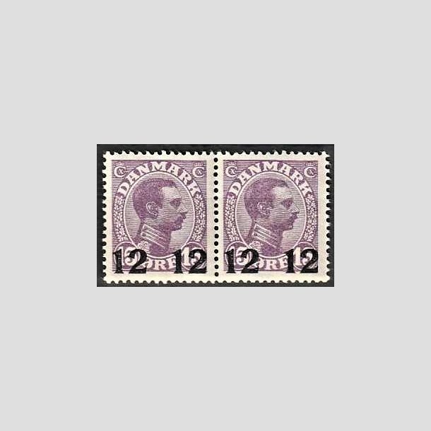 FRIMRKER DANMARK | 1926 - AFA 159 - 12 12/15 re violet Chr. X provisorier i par - Postfrisk